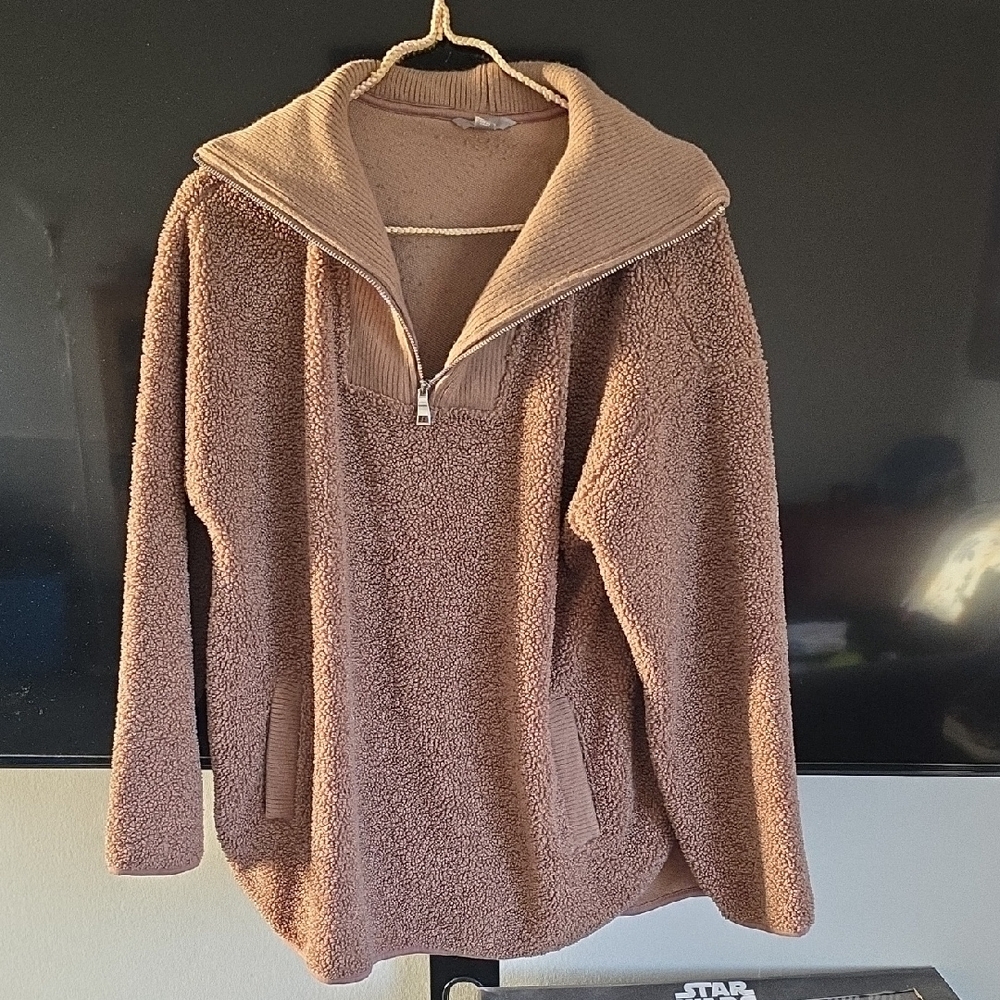 Cozy Brown Quarter-Zip Pullover